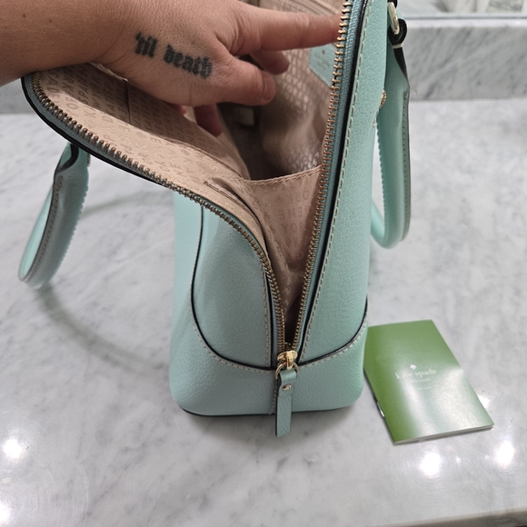 Kate Spade Satchel Bag Purse with Double Zipper 8" Drop - Aqua - Picture 8 of 16